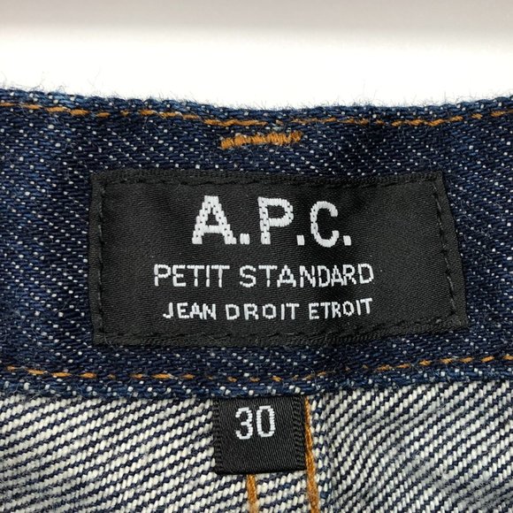 A.P.C. Petit New Standard Unisex fitted jeans button fly in Raw dark Indigo 30 - Picture 7 of 16